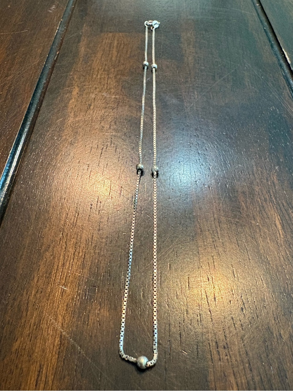 925 Sterling Silver Italy Box Chain Necklace with Silver Beads and Lobster Clasp